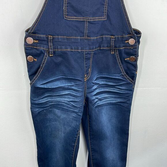 VIP Jeans Juniors Overalls Denim Skinny Long Pant Solid Blue Juniors 7/8 - Picture 4 of 13